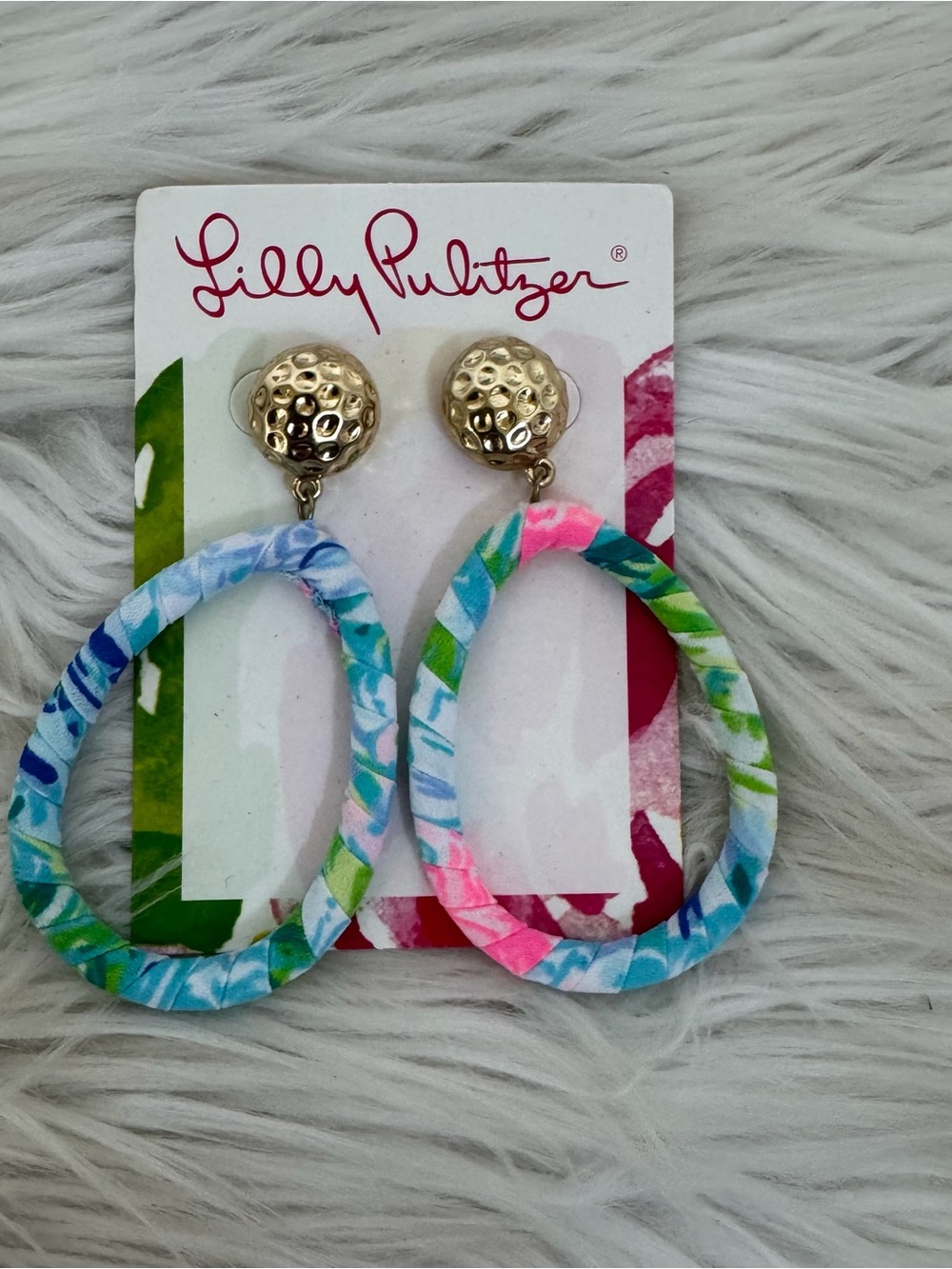 NEW Lilly Pullitzer Queen Multicolor Wrapped Dangle Earrings